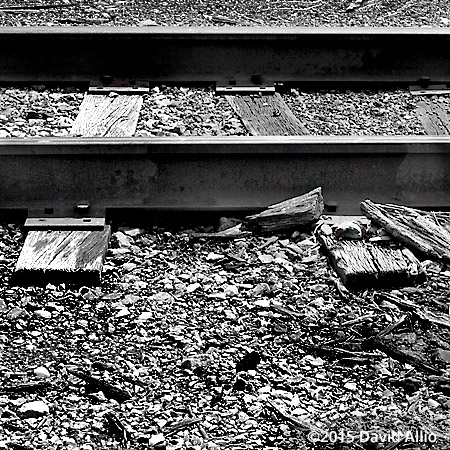 Skewed Wooden Tie black-and-white Railroad Still Life Series
