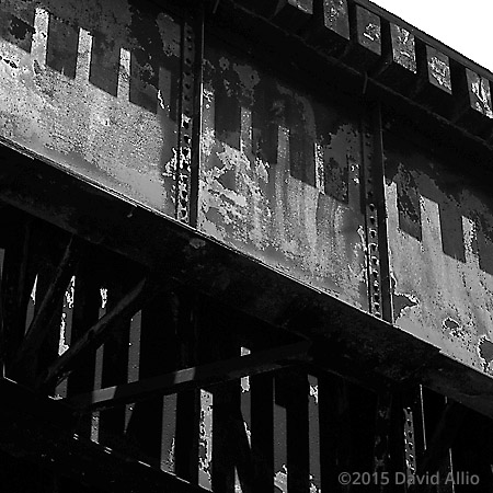 Bridge Spans Dunlap Creek black-and-white Railroad Still Life Series