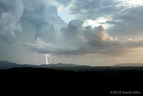 Cloud-to-ground lightning Cumberland Mountains aerial photography David Allio Papa Drone