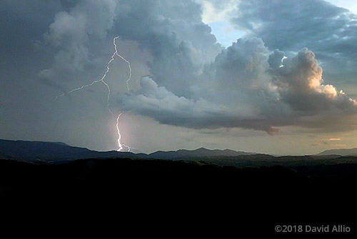 Forked lightning Southwest Virginia aerial photography David Allio Papa Drone