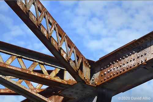 Rusted overhead lattice stringers steel upright Hillman Bridge Old Ellaville Bridge abandoned US90 Bridge Suwannee River State Park Ellaville Florida Americana Collection